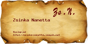 Zsinka Nanetta névjegykártya